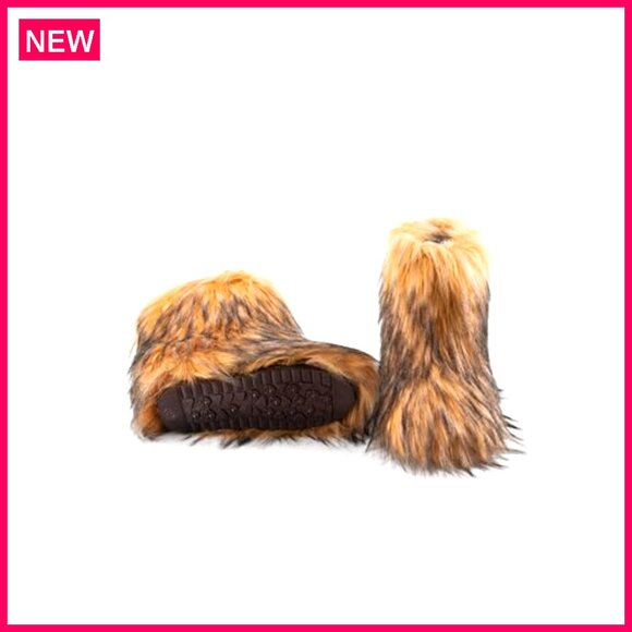 Faux Fur Winter Boots Mid-Calf Plush Warm Flat Shoes Indoor Outdoor - Picture 5 of 8